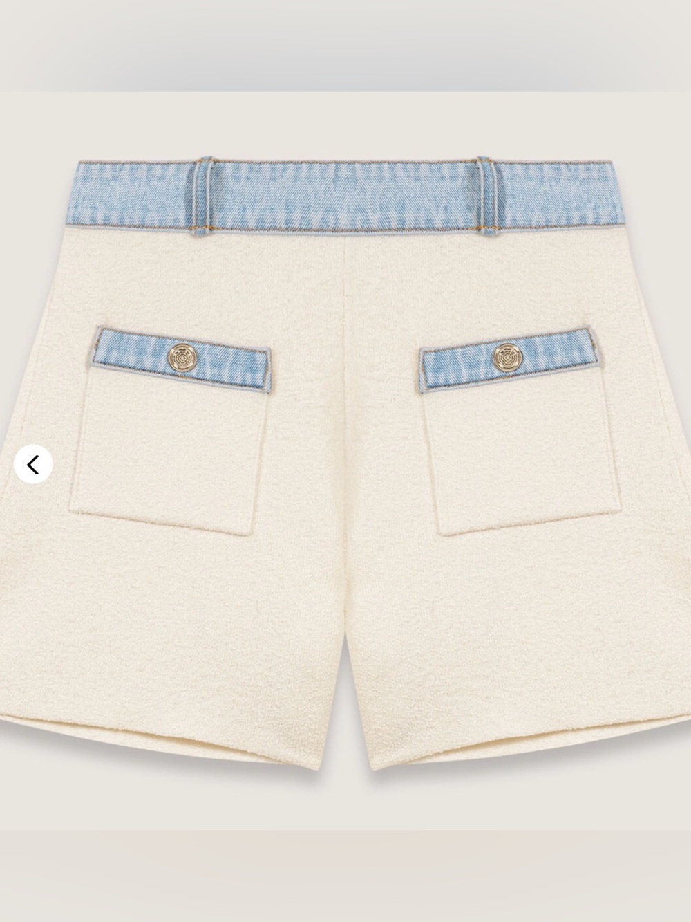 Women’s Maje Ecru Shorts with Light Blue Trim